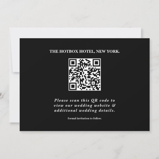 Zwart-wit foto QR-code Elegante bruiloft Save The Date (Achterkant)