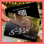 Zwart-wit foto QR-code Elegante bruiloft Save The Date