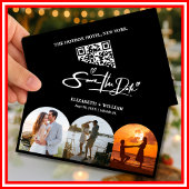 Zwart-wit foto QR-code Elegante bruiloft Save The Date