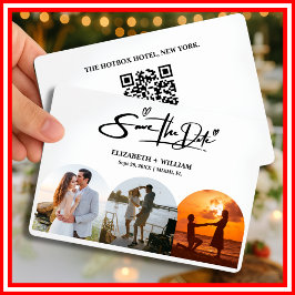Zwart-wit foto QR-code Elegante bruiloft Save The Date