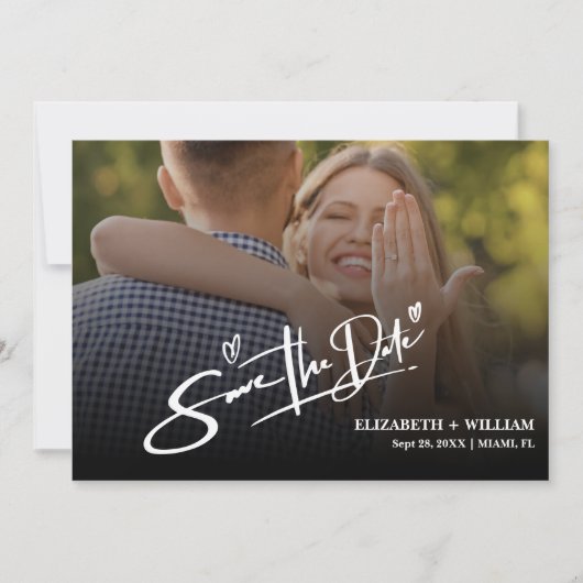 Zwart-wit foto QR-code Elegante bruiloft Save The Date (Voorkant)