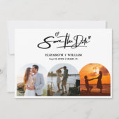 Zwart-wit foto QR-code Elegante Trouwkaart Save The Date (Voorkant)