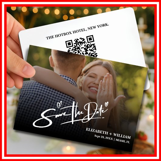 Zwart-wit foto QR-code | Moderne Save the Date