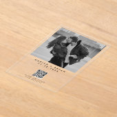 Zwart & Wit Foto QR Code Moderne Trouwfeest Acryl Uitnodigingen (Laagn)