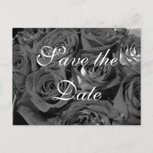 Zwart-wit Foto Rozen Save-the-date briefkaart