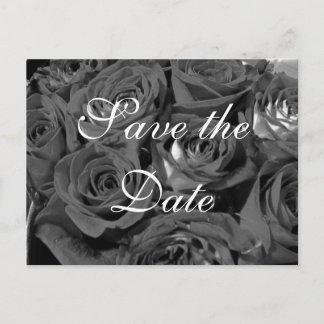 Zwart-wit Foto Rozen Save-the-date briefkaart