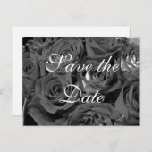 Zwart-wit Foto Rozen Save-the-date briefkaart (Voorkant / Achterkant)