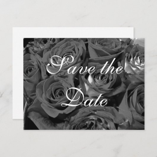 Zwart-wit Foto Rozen Save-the-date briefkaart (Voorkant / Achterkant)