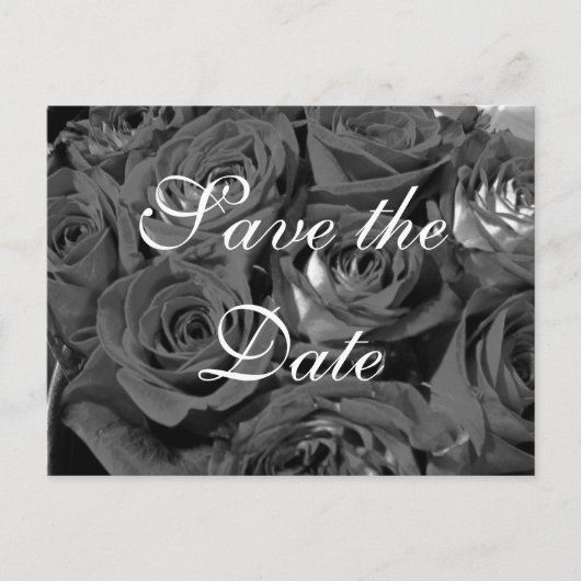 Zwart-wit Foto Rozen Save-the-date briefkaart (Voorkant)