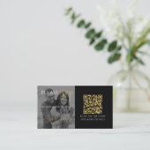 Zwart-wit foto RSVP met QR-code Informatiekaartje (Staand voorkant)