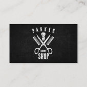 Zwart-wit Foto Rusty Barbershop Mannen Scheren Visitekaartje (Achterkant)