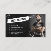 Zwart-wit Foto Rusty Barbershop Mannen Scheren Visitekaartje (Voorkant)