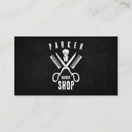 Zwart-wit Foto Rusty Barbershop QR Code Visitekaartje (Achterkant)