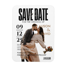 Zwart-wit foto Save The Date Bruiloft Magneet