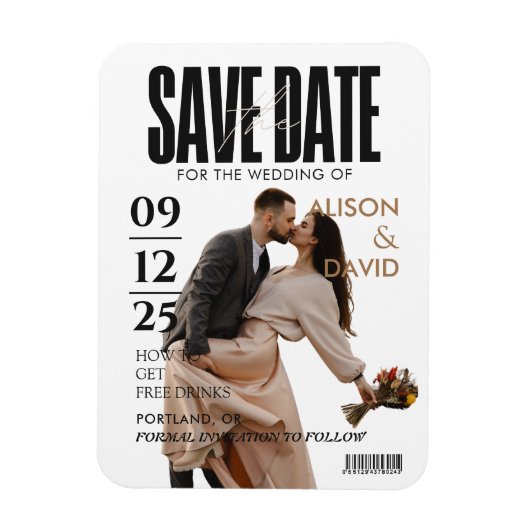 Zwart-wit foto Save The Date Bruiloft Magneet (Verticaal)
