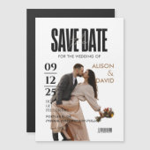 Zwart-wit foto Save The Date Bruiloft Magnetische Uitnodiging (Voorkant / Achterkant)