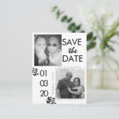 Zwart-wit foto save the dates vlinder briefkaart (Staand voorkant)