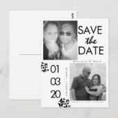 Zwart-wit foto save the dates vlinder briefkaart (Voorkant / Achterkant)