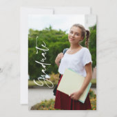 Zwart & Wit Foto Script Afstudeer Uitnodiging (Voorkant)
