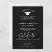 Zwart & Wit Foto Script Afstudeer Uitnodiging (Achterkant)