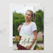 Zwart-wit foto script afstudeerfeest uitnodiging (Voorkant)