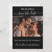 Zwart-wit foto script modern elegant save the date (Voorkant)