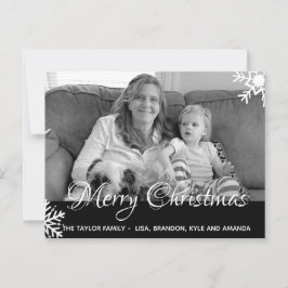 Zwart-wit foto Sneeuwvlokken Kerstmis Briefkaart