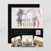 Zwart-wit FOTO Trouw Uitnodiging QR CODE Bewaar Da (Voorkant / Achterkant)