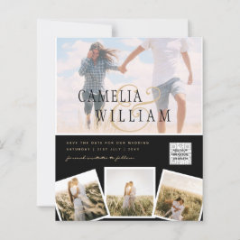 Zwart-wit FOTO Trouw Uitnodiging QR CODE Bewaar Da