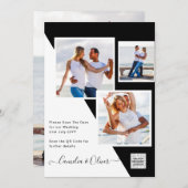 Zwart-wit foto trouwkaart QR-code save the date Kaart (Voorkant / Achterkant)