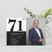 Zwart-wit foto uitnodiging 71ste verjaardag (Staand voorkant)
