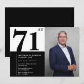 Zwart-wit foto uitnodiging 71ste verjaardag (Voorkant / Achterkant)