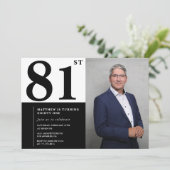 Zwart-wit foto uitnodiging 81ste verjaardag (Staand voorkant)