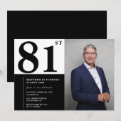 Zwart-wit foto uitnodiging 81ste verjaardag (Voorkant / Achterkant)