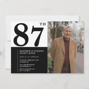 Zwart-wit foto uitnodiging 87ste verjaardag