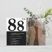 Zwart-wit foto uitnodiging 88ste verjaardag (Staand voorkant)