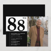 Zwart-wit foto uitnodiging 88ste verjaardag (Voorkant / Achterkant)