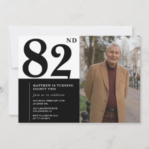 Zwart-wit foto uitnodiging voor 82ste verjaardag