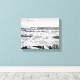 Zwart-wit foto van Atlantische oceaan golven Canvas Afdruk