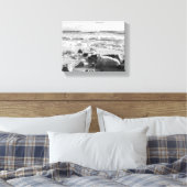 Zwart-wit foto van Atlantische oceaan golven Canvas Afdruk (Insitu (Slaapkamer))