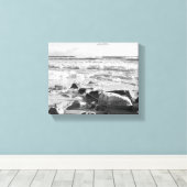 Zwart-wit foto van Atlantische oceaan golven Canvas Afdruk (Insitu (Houten vloer))