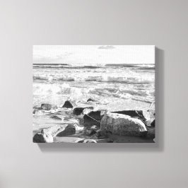 Zwart-wit foto van Atlantische oceaan golven Canvas Afdruk