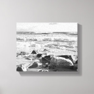 Zwart-wit foto van Atlantische oceaan golven Canvas Afdruk
