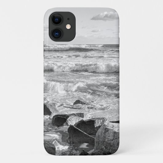 Zwart-wit foto van Atlantische oceaan golven Case-Mate iPhone Case (Achterkant)