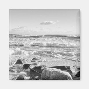 Zwart-wit foto van Atlantische oceaan golven Magneet