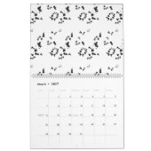 Zwart-wit foto van bladeren op een witte achtergro kalender (Mar 2027)