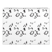 Zwart-wit foto van bladeren op een witte achtergro kalender (Hoes)