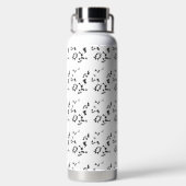 Zwart-wit foto van bladeren op een witte achtergro waterfles (Achterkant)