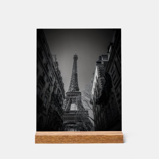 zwart-wit foto van de Eiffeltoren Acryl Bord (Voorkant)