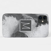 Zwart-wit foto van druivenbladeren Initiaal grijs Case-Mate iPhone Case (Achterkant (horizontaal))